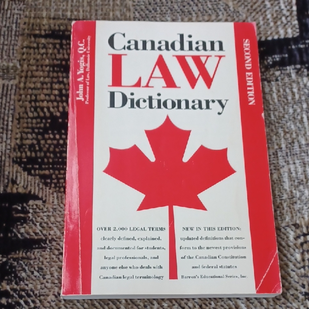 4/$40 Canadian Law Dictionary Second Edition - Paperback Book